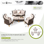 Sophia & William Half-Moon Outdoor Patio Furniture Set 8 Piece Large & High - Image 6
