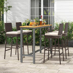 HAPPYGRILL Wicker Patio Barstools Set of 2, Outdoor Rattan Bar Chairs - Image 4