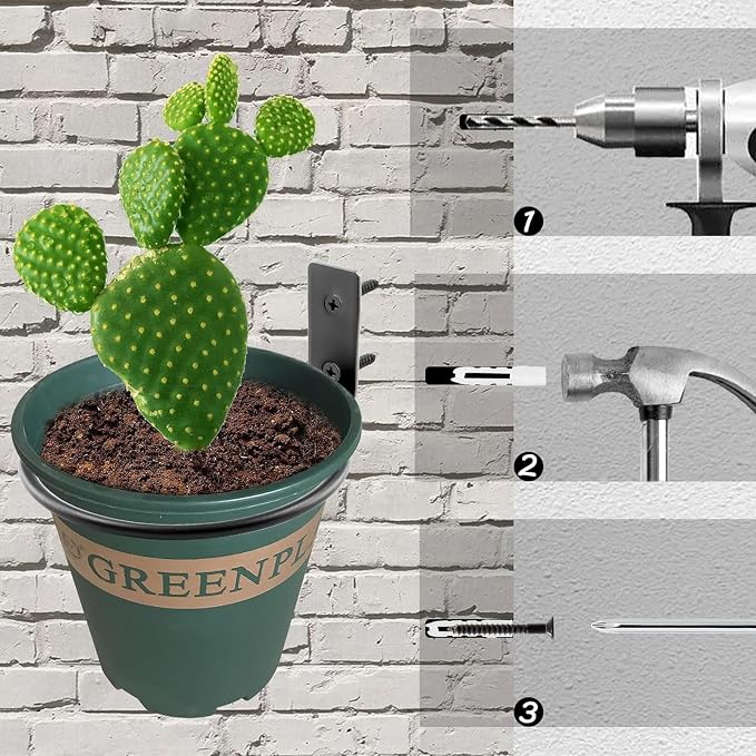 6 Pack 6 Inch Flower Pot Holder Ring, Wall Mounted Metal Planter Hanger - Image 4
