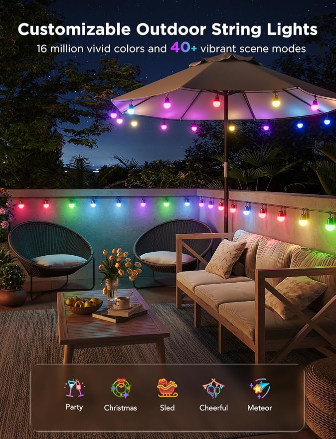 Govee Smart Outdoor String Lights 2, 144ft Outdoor Lights - Image 2