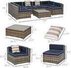 Outsunny 7 Piece Patio Furniture Set, Wicker Outdoor Sectional Sofa Set - Image 7