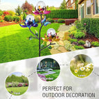 Solar Lights Outdoor Decorative Lotus Flowers Wind Spinner Garden Stake - Image 6