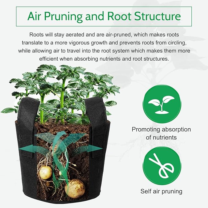 JERIA 12-Pack 30 Gallon Grow Bags, 300G Thickened Nonwoven Garden Pots - Image 5