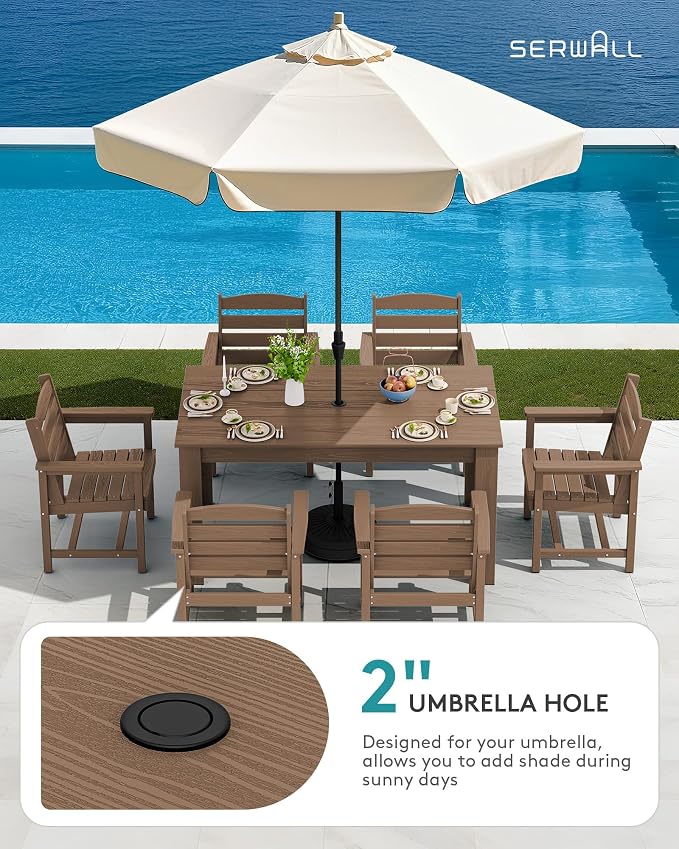 SERWALL Outdoor Dining Sets for 6, HDPE Dining Sets - Image 2