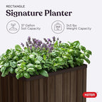 Keter Signature 21.7 Inch Tall Rectangular Large Wood Look Planter - Image 10