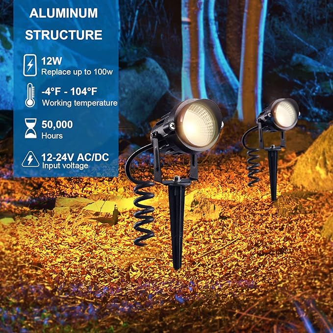 SUNVIE 24 Pack Low Voltage Landscape Lights LED 12W Landscape Lighting - Image 3