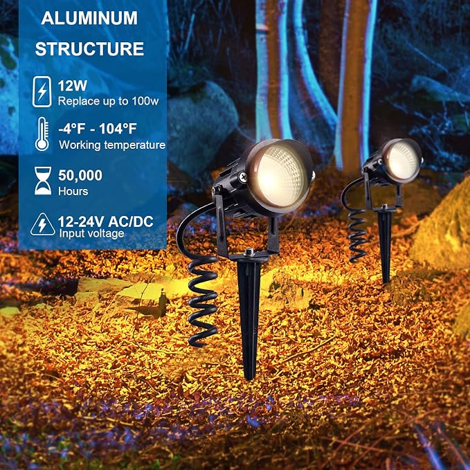SUNVIE 12W Low Voltage Landscape Lighting Landscaping Lights - Image 3