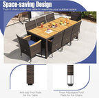 Tangkula 9 Pieces Rattan Outdoor Dining Set - Image 9