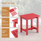 LUE BONA Outdoor Side Table, HDPS Small Outdoor Adirondack Side Tables - Image 7
