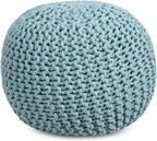 BIRDROCK HOME Round Pouf Ottoman | Cotton Braided Round Foot Stool | Bedroom - Image 7