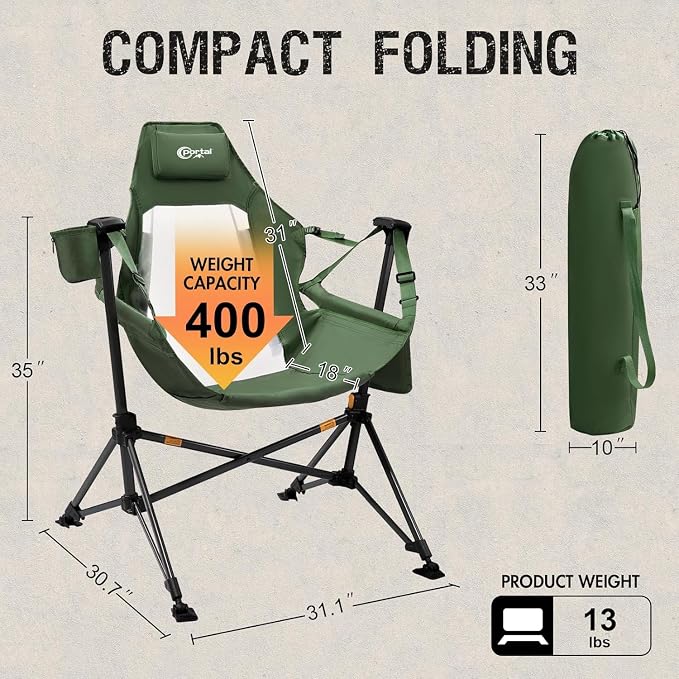 Portal Hammock Camping Chair, Portable Outdoor Swinging Chairs, Rocking Chair - Image 3