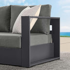 Modway Tahoe Aluminum Modular Right-Facing Outdoor Patio Loveseat in Gray - Image 9