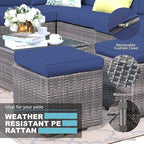 Patiorama 2 Pieces Assembled Outdoor Patio Ottoman, Indoor Outdoor All-Weather - Image 4