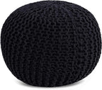 FRELISH DECOR Round Pouf Ottoman Hand Knitted 100% Cotton Pouf Foot Stool by FrelishDecor