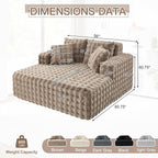 56" W Oversized Chaise Lounge Chair Indoor, Plush Faux Fur Sleeper Couch Sofa - Image 2
