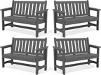 SERWALL Outdoor Bench, HDPE Outdoor Benches Weatherproof, 2-Person Garden Bench by SERWALL