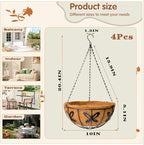 Metal 10 inch Round Planter, 4 Pack Hanging Wire Basket - Image 4