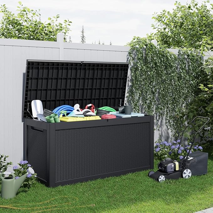 320 Gallon Waterproof Outdoor Storage Box, Large Resin Deck Box, Lockable - Image 7