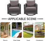 Belord Wicker Chairs Outdoor Bistro Set Oversize Patio Swivel Rocker, Rattan - Image 9