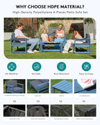 SERWALL 4 Pieces HDPE Outdoor Sofa Set - Image 4