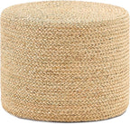 Handwoven Seagrass Ottoman Pouf, Round Outdoor Footstool by LGENHOOMHandwovenNaturalWaterHyacinthBasket