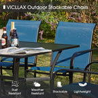 VICLLAX Patio Table and Chair Set of 6, All Weather Metal Round Outdoor Dining - Image 5