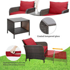LEVELEVE Balcony Furniture 5 Piece Patio Conversation Set, PE Wicker Rattan - Image 7