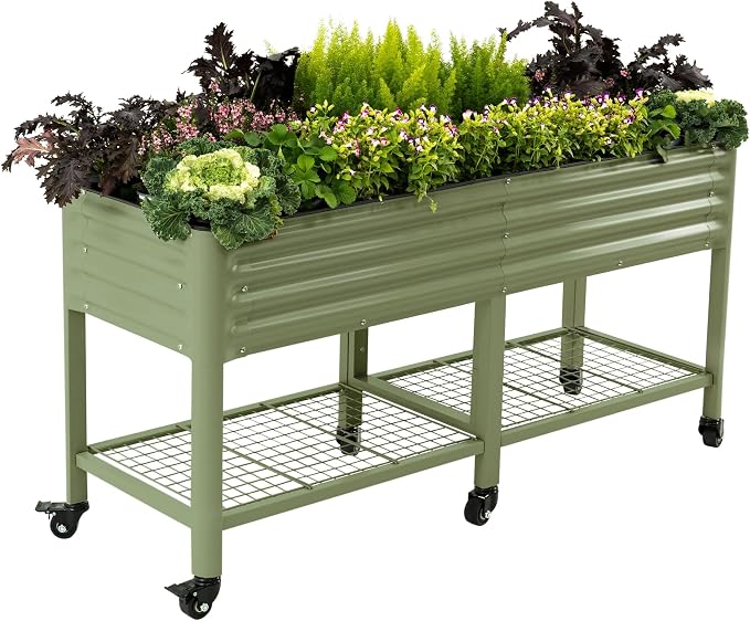 Rolling Elevated Raised Garden Bed-V Series, 1000 Lbs Weight Capacity, Outdoor by VegoGarden