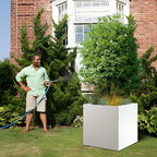 White Steel Planter Square Outdoor Planters Galvanized Steel Planter Box Indoor - Image 6