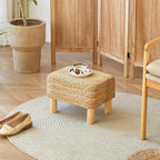 Ottoman Foot Stool Rectangular Footrest Natural Seagrass Footstool - Image 10