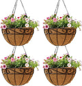 4 Pack 10 Inch Hanging Baskets for Plants Outdoor Metal Hanging Planter Hanging by Qusuxi