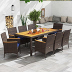 Tangkula 9 Pieces Rattan Outdoor Dining Set - Image 3