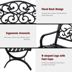 Sophia & William 50" Outdoor Garden Bench Patio Park Bench, Cast Iron Metal - Image 4