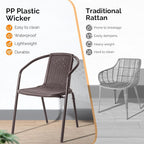VINGLI PE Rattan Outdoor Dining Chairs Set of 4, Plastic Stackable Patio Chairs - Image 6