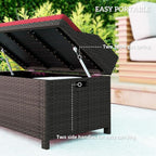 Outsunny 34 Gallon Outdoor Wicker Storage Bench Deck Box, PE Rattan Patio - Image 5