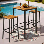 Devoko Acacia Wood Outdoor Patio Bar Set - Image 7