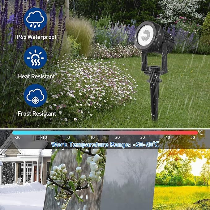 T-SUNUS Christmas Solar Landscape Spotlights 2 Pack Warm White 3000K, IP65 - Image 4