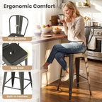 COSTWAY 24'' Metal Bar stools Set of 4, - Image 6