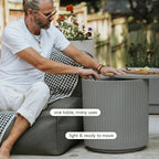 Veradek 21in Outdoor Cooler Side Table, Stone-Plastic Composite, Weather - Image 5