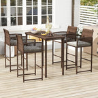Tangkula Patio Bar Stools Set of 4, PE Rattan Bar Height Chairs - Image 2