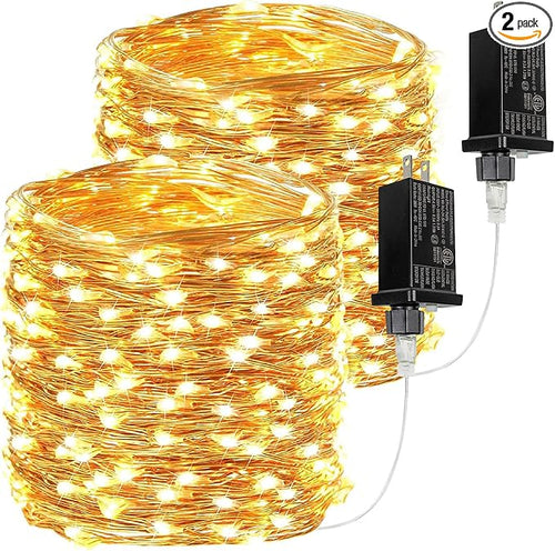 2Pack Each 66Ft 200 LED Fairy Lights Plug in, Waterproof String Lights Outdoor by BHCLIGHT