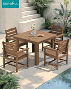 SERWALL Outdoor Dining Set for 4, HDPE Square Table and Chairs Set All Weather - Image 6