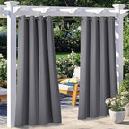 NICETOWN 2 Panels Patio Outdoor Curtains Grey Waterproof, Thermal Insulated by NICETOWN