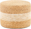 Handwoven Water Hyacinth Ottoman Pouf, Round Outdoor Footstool by LGENHOOMHandwovenNaturalWaterHyacinthBasket