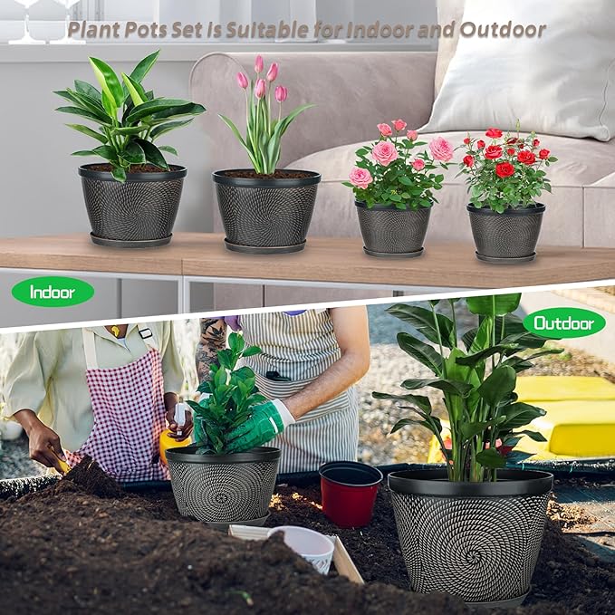 Quarut 4 Pack 6 Inch Flower Pots - Image 6