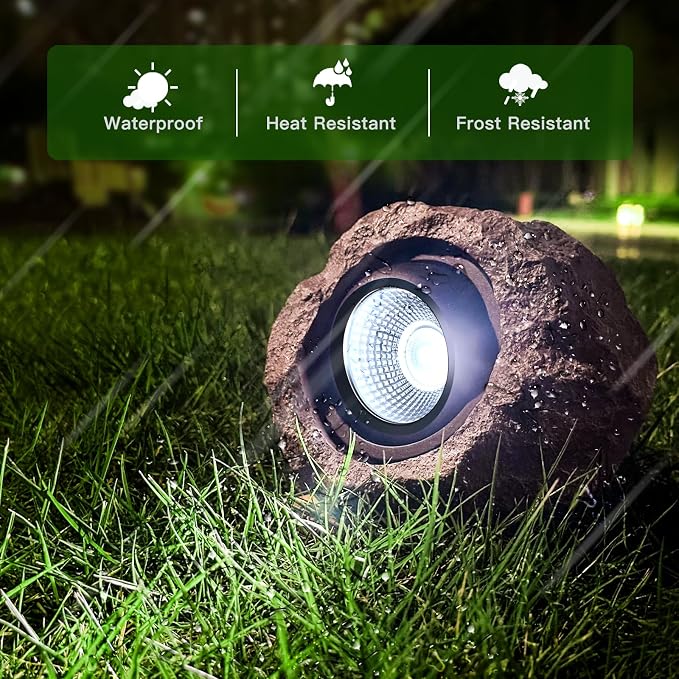 Timeflies Solar Rock Lights Outdoor 1 Pack, Bright Solar Spotlights Outdoor - Image 3