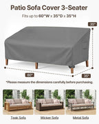 Vailge Heavy Duty Patio Sofa Cover, 100% Waterproof 3-Seater Outdoor Sofa Cover - Image 2