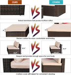 Tangkula 5 Pieces Patio Rattan Furniture Set, Outdoor Sectional Rattan Sofa Set - Image 3