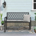 50" Outdoor Bench, Metal Weatherproof Garden Bench Cast Iron Heavy-Duty Patio - Image 2
