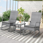 Outdoor Rocking Chair 3 Pieces High-Backed Rocking Chair Patio Rocking Chairs by Unknown
